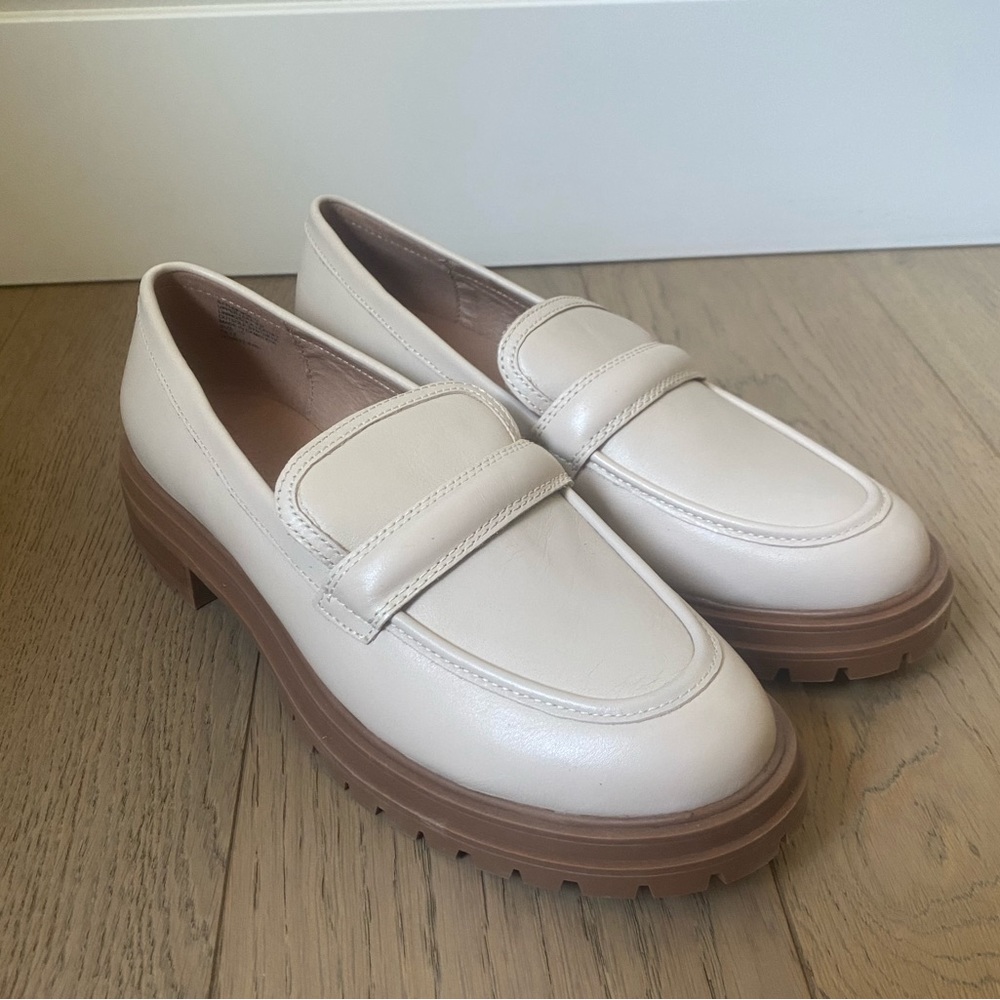 Madewell Cream Loafers with Tan Soles